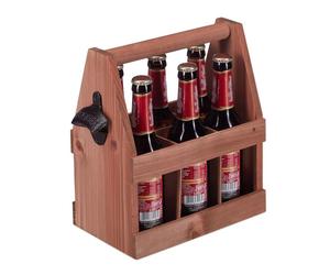 Relaxdays Cajón portabotellas con abridor marrón