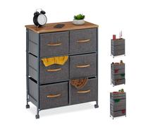 Relaxdays Cajonera auxiliar moderna con ruedas antracita,marrón claro