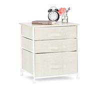 Relaxdays Cajonera Multiusos con 3 Cajones, Metal-Tela, Beige, 53 x 48 x 40 cm