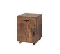 Relaxdays cajonera con cajón y Puerta, 57 x 40 x 40 cm, con Cerradura y Ruedas, archivador, marrón Vintage