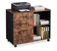 Relaxdays cajonera con Ruedas, 3 cajones, 2 Huecos, Acabado en Madera