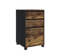 Relaxdays cajonera con Ruedas, 3 cajones, archivador Colgante, 70x40x40 cm, Negro/marrón