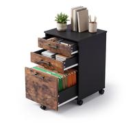 Relaxdays Cajonera con Ruedas, 3 cajones, Negro/marrón