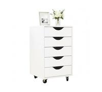 Relaxdays Cajonera con Ruedas, 5 cajones, HBT: 66,5x40x40 cm, archivador para Escritorio, Blanco