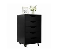 Relaxdays Cajonera con ruedas, 5 cajones negro