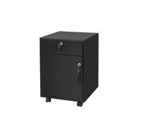 Relaxdays Cajonera con Ruedas, cajón, Puerta y Cerradura, Archivo Negro 57x40x40 cm
