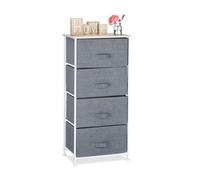 Relaxdays Cajonera Multiusos con 4 Cajones, Metal-Tela, Gris, 95 x 45 x 30 cm