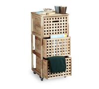 Relaxdays Cajonera madera con ruedas y 3 cajones marrón claro