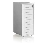 Relaxdays Cajonera metálica con cerradura blanco,plata