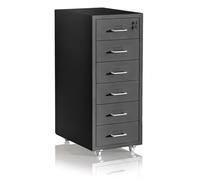 Relaxdays Cajonera metálica con cerradura negro,plata