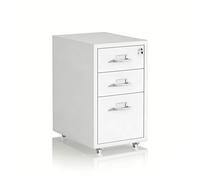 Relaxdays Cajonera metálica con ruedas y cerradura blanco,plata