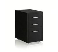 Relaxdays Cajonera metálica con ruedas y cerradura negro,plata