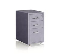 Relaxdays Cajonera metálica con ruedas y cerradura plata,gris