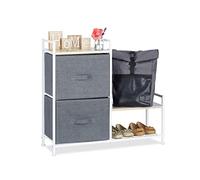 Relaxdays Cajonera Multiusos con 2 Cajones, Metal-Tela, Gris, 76 x 83 x 29 cm