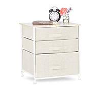 Relaxdays Cajonera Multiusos con 3 Cajones, Metal-Tela, Beige, 53 x 48 x 40 cm