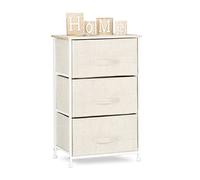 Relaxdays Cajonera Multiusos con 3 Cajones, Metal-Tela, Beige, 73 x 45 x 30 cm