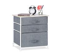 Relaxdays Cajonera Multiusos con 3 Cajones, Metal-Tela, Gris, 53 x 48 x 40 cm