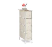 Relaxdays Cajonera Multiusos con 4 Cajones, Metal-Tela, Beige, 76 x 20 x 48 cm