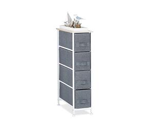 Relaxdays Cajonera Multiusos con 4 Cajones, Metal-Tela, Gris, 76 x 20 x 48 cm