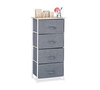 Relaxdays Cajonera Multiusos con 4 Cajones, Metal-Tela, Gris, 95 x 45 x 30 cm