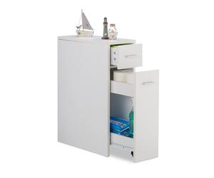 Relaxdays Cajonera rinconera blanca blanco,plata