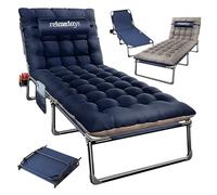 Relaxdays Cama de Camping Plegable, colchón, cojín Cervical, Soporte para teléfono móvil, hasta 250 kg, Altura 26 x 190 x 72 cm, Cama de Campo, Color Azul