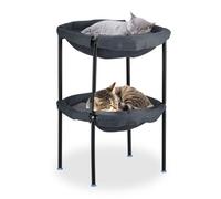 Relaxdays Cama elevada para gatos doble negro,gris