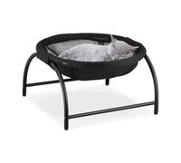 Relaxdays Cama Elevada para Gatos, Hamaca de Mascotas de Pie, 25 x 44 x 42 cm, Colchoneta Felinos con Soporte, Negro