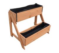 Relaxdays Cama elevada vertical, 2 macetas, 51,5 x 62,5 x 44 cm, jardín, balcón y patio, madera de abeto, color naranja