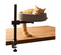 Relaxdays Cama para Escritorio Regulable en Altura y giratoria 360°, Cesta Blanda Ø 38 cm, Gris/Negro 56x50x38 cm