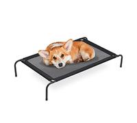 Relaxdays Outdoor Hundeliege bis Cama Perros Exterior, Tumbona elevada para Mascotas, hasta 35 kg, 19 x 111 x 65 cm, Jardín y Camping, Negro, Hierro