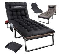 Relaxdays Cama plegable camping, 250 kg negro
