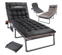 Relaxdays Cama Plegable Camping con colchón y cojín Cervical, Soporte móvil, hasta 250 kg, 26x190x72 cm, Gris