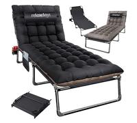 Relaxdays Cama Plegable con colchón, Almohada Cervical y Soporte móvil hasta 250 kg 26x190x72 cm Negro