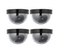 Relaxdays Cámara Seguridad Falsa, Set 4, LED Intermitente, Exterior/Interior, a Pilas, Videovigilancia Mentira, Negro, Caucho, 7,5 x 11,5 cm