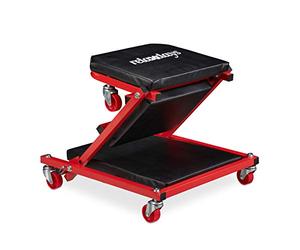 Relaxdays Camilla Mecánico, Taburete Taller, hasta 150 kg, Camilla Convertible en Asiento Plegable, 360°, Acero, Negro