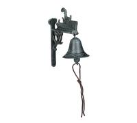 Relaxdays Gusseisen Türglocke mit Schiff Campana Pared Diseño Buque, Hierro Fundido, Envejecida, Timbre Jardín Mural, Cuerda, Patio, Campanilla, Verde, 24 x 10 x 16 cm Aprox