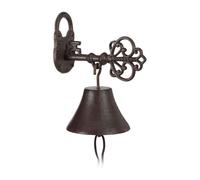 Relaxdays Campana de pared con forma de llave marrón oscuro