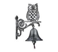 Relaxdays Campana pared hierro fundido con búho marrón,plata