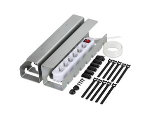 Relaxdays Canaletas Cables Escritorio, Set 2, Organizadores Cableado, 10 x 43 x 10 cm, Accesorios para Fijar, Plateado