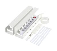 Relaxdays Canaletas Cables Escritorio, Set 2, Organizadores Cableado, 10 x 43 x 10 cm, con Accesorios para Fijar, Blanco