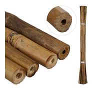 Relaxdays Cañas Bambú, Set 40 Uds., 105 cm, Soporte para Plantas, 8-10 mm Ø, Jardín y Decoración, Palos Madera, Natural
