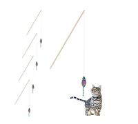 Relaxdays Cañas Gato con Ratón Set de 5, Juguetes Interactivos Mascotas, 106 cm Largo, Entretención Gatitos, Multicolor