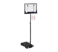 Relaxdays Canasta Baloncesto Exterior, Tablero Basketball, Altura Regulable, 205-260cm, Móvil, de Pie, Negro y Blanco, 260 x 82 x 135 cm
