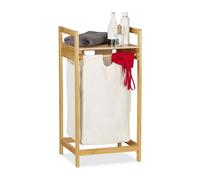 Relaxdays Cesto para la Ropa Sucia, Canasto con balda, Deslizable, Rectangular, Portátil, Saco de 30L, 1 Ud., Marrón