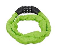 Relaxdays Candado de cable numérico, Sistema antirrobo para bicicletas, Combinación de cinco números, Acero, Verde