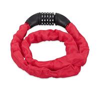 Relaxdays Candado de cable numérico, Sistema antirrobo para bicicletas, Combinación de cinco números, Acero, Rojo