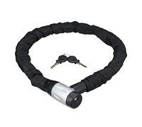 Relaxdays Candado de Cadena Stable, Antirrobo para Bicicletas y Motos, Dos Llaves, Seguro, Estable, Exterior, Negro, 100 cm, Adultos Unisex, Lang
