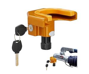 Relaxdays Candado para Enganche Remolque, Incluye 2 Llaves, Protección Antirrobo Coches, Caravanas, Naranja/Negro