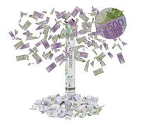 Relaxdays Cañón Confeti Billetes, 6-8 m de Alcance, para Carnaval o Cumpleaños, Papel-Cartón, 40 cm, Lila-Verde, Hierro